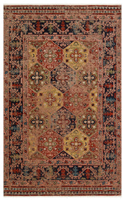 Ludor Kırmızı Lacivert Geometrik Desenli Kilim