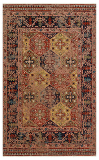 Ludor Kırmızı Lacivert Geometrik Desenli Kilim