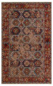 Ludor Kırmızı Etnik Geometrik Desenli Kilim