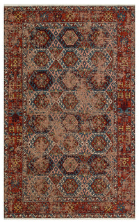 Ludor Kırmızı Etnik Geometrik Desenli Kilim