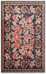 Rulov Purple Pink Floral Classic Polyester Machine-Made Rug