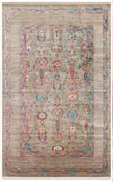 Rulov Grey Turquoise Classic Medallion Machine-Made Rug