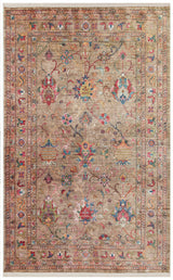 Rulov Beige Multi-Color Classic Floral Pattern Machine-Made Rug