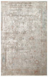 Vonasa Grey Beige Modern Geometric Distressed Rug