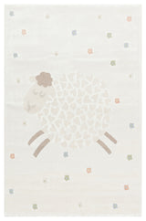 Mevni Modern White and Red Checked Children's Rug, Polypropylene
