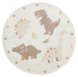 Mevni Red Beige Plaid Modern Round Kids Rug