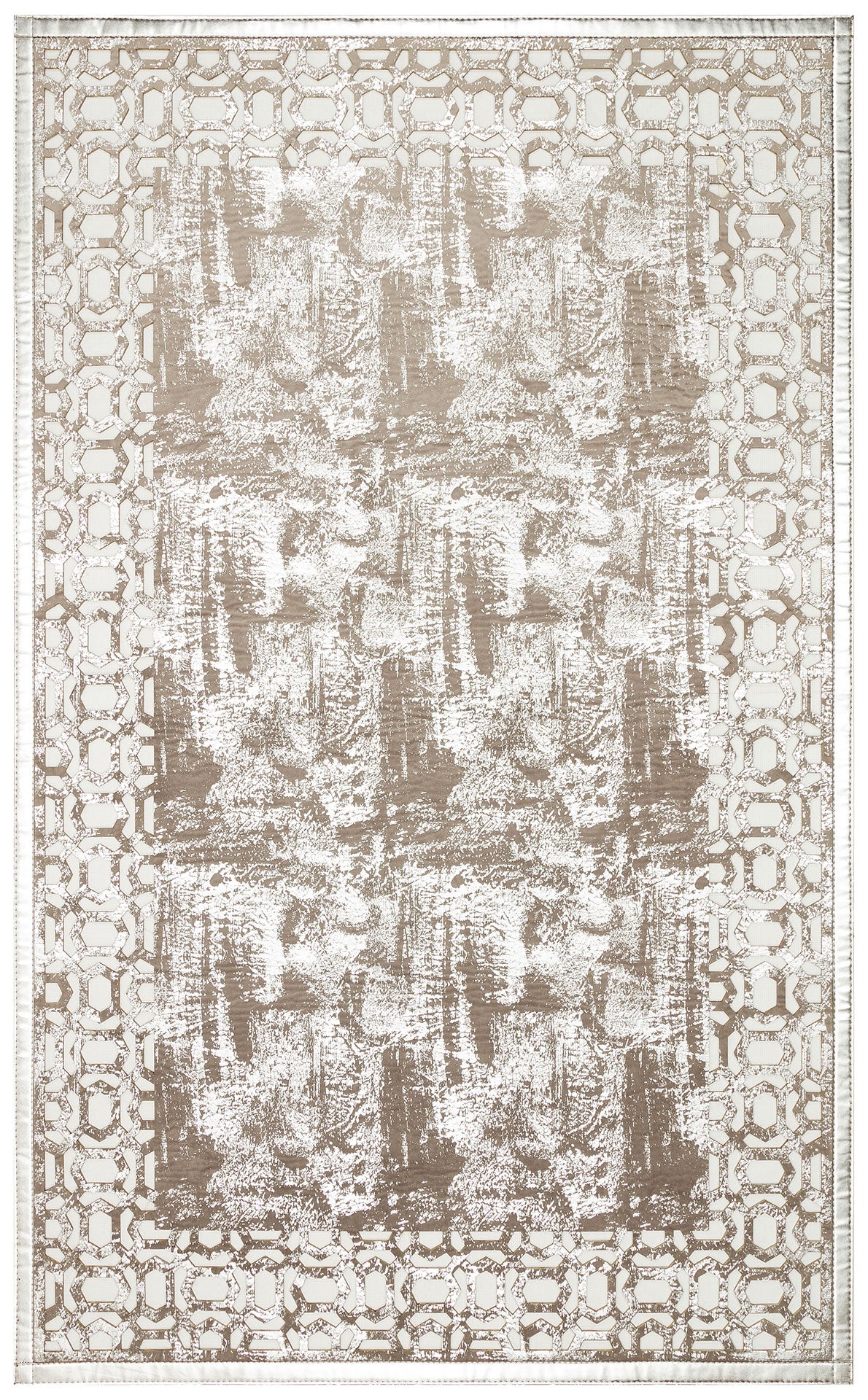Akrum Bej Geometrik Modern Polyester Akrilik Halı