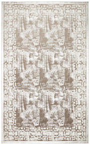 Akrum Bej Geometrik Modern Polyester Akrilik Halı