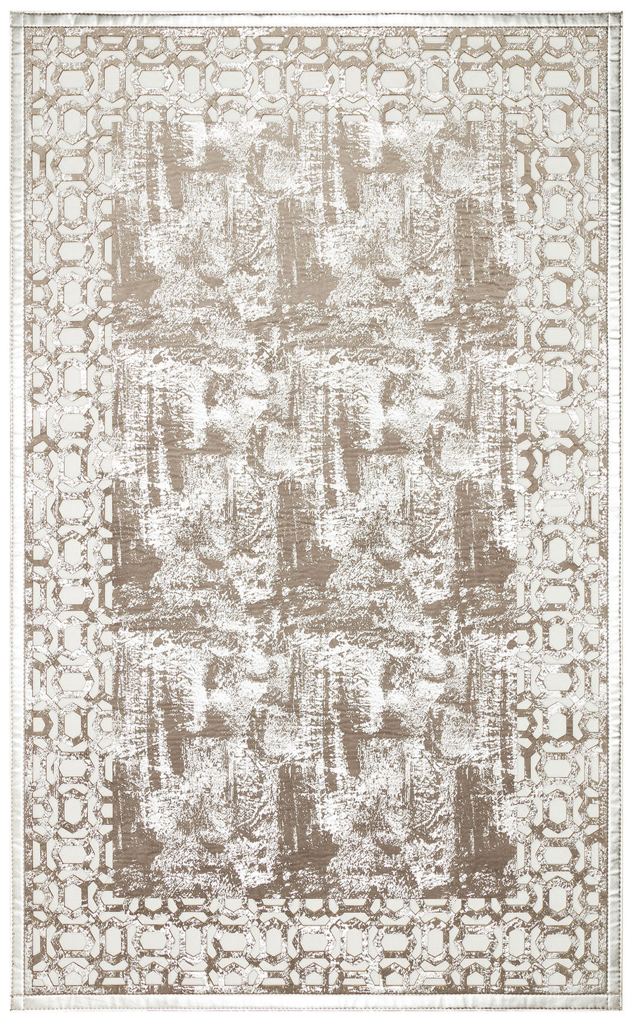 Akrum Bej Geometrik Modern Polyester Akrilik Halı