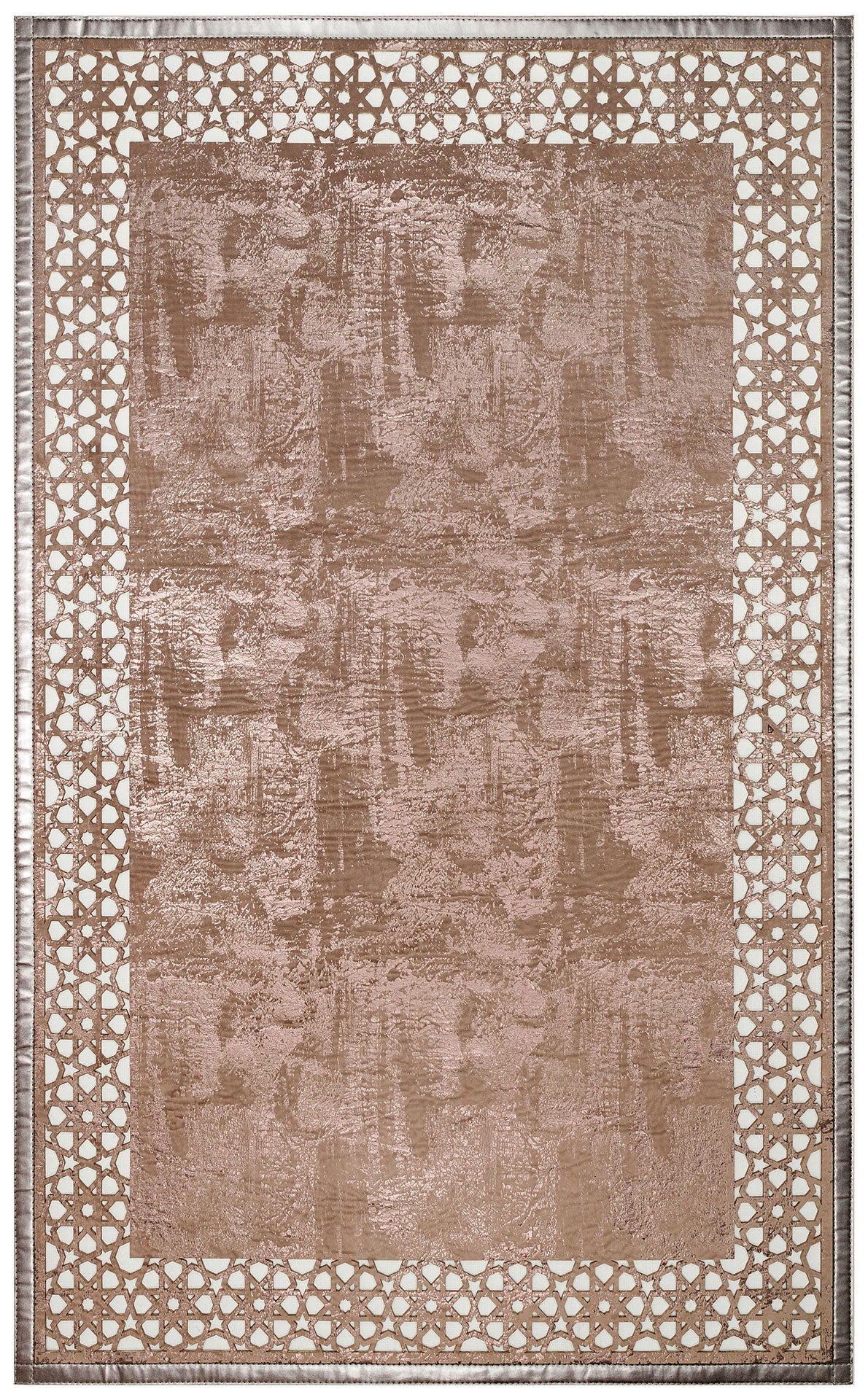 Akrum Vizon Bronz Geometrik Desenli Modern Makine Halısı