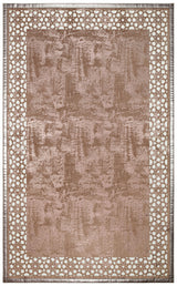 Akrum Copper White Geometric Pattern Modern Machine-Made Rug