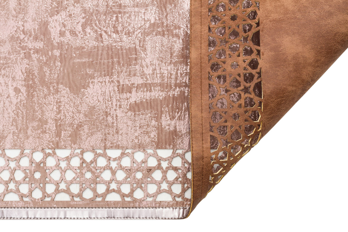 Akrum Vizon Bronz Geometrik Desenli Modern Makine Halısı – detay görünümü