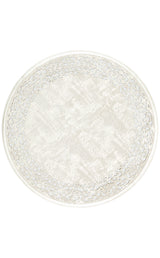 Akrum Beige Ecru Bordered Modern Round Living Room Rug