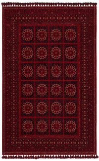 Tamri Kırmızı Siyah Geometrik Desenli Klasik Kilim