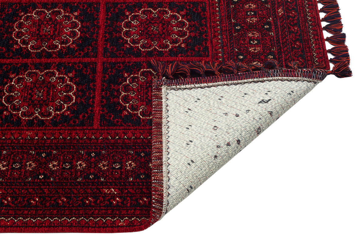 Tamri Kırmızı Siyah Geometrik Desenli Klasik Kilim – detay görünümü