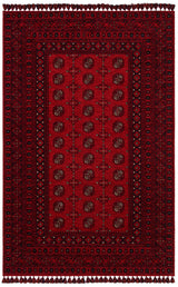 Tamri Rot Schwarz Ethnischer Geometrischer Teppich