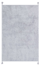 Mosno Light Grey White Plain Modern Cotton Baby Rug