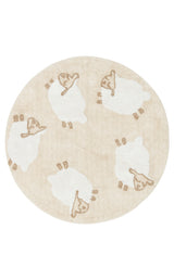 Tovis Beige Animal Figure Round Kids Room Rug