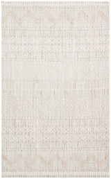 Pamva Ecru Beige Geometric Bohemian Machine-Made Rug