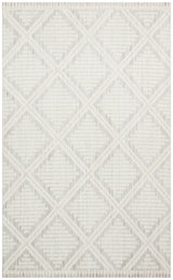 Pamva White Ecru Geometric Pattern Modern Polyester Rug