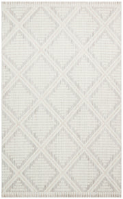 Pamva Beyaz Ekru Geometrik Desenli Modern Polyester Halı