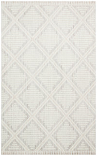 Pamva Beyaz Ekru Geometrik Desenli Modern Polyester Halı