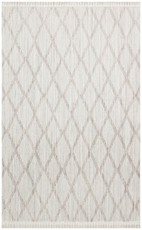 Pamva Ekru Bej Geometrik Desenli Modern Polyester Makine Halısı