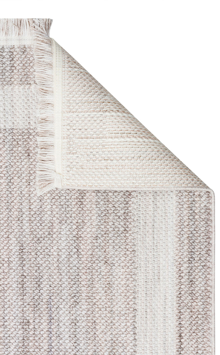 Pamva Bej Ekru Geometrik Desenli Modern Polyester Kilim – genel görünüm
