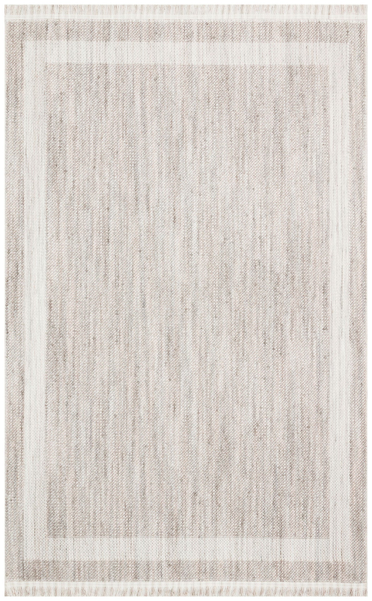 Pamva Bej Ekru Geometrik Desenli Modern Polyester Kilim