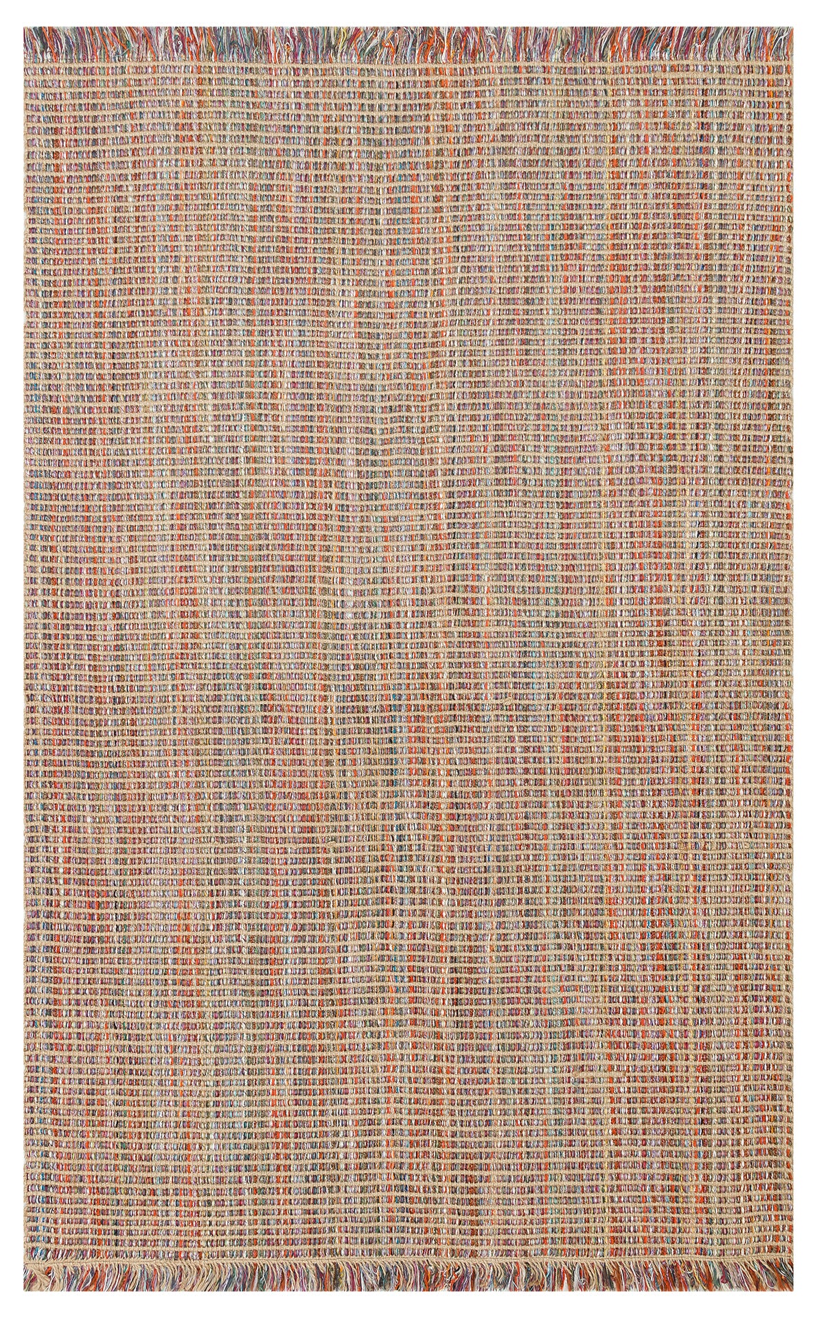 Kovra Bej Çok Renkli Kareli Dama Modern Jüt Kilim