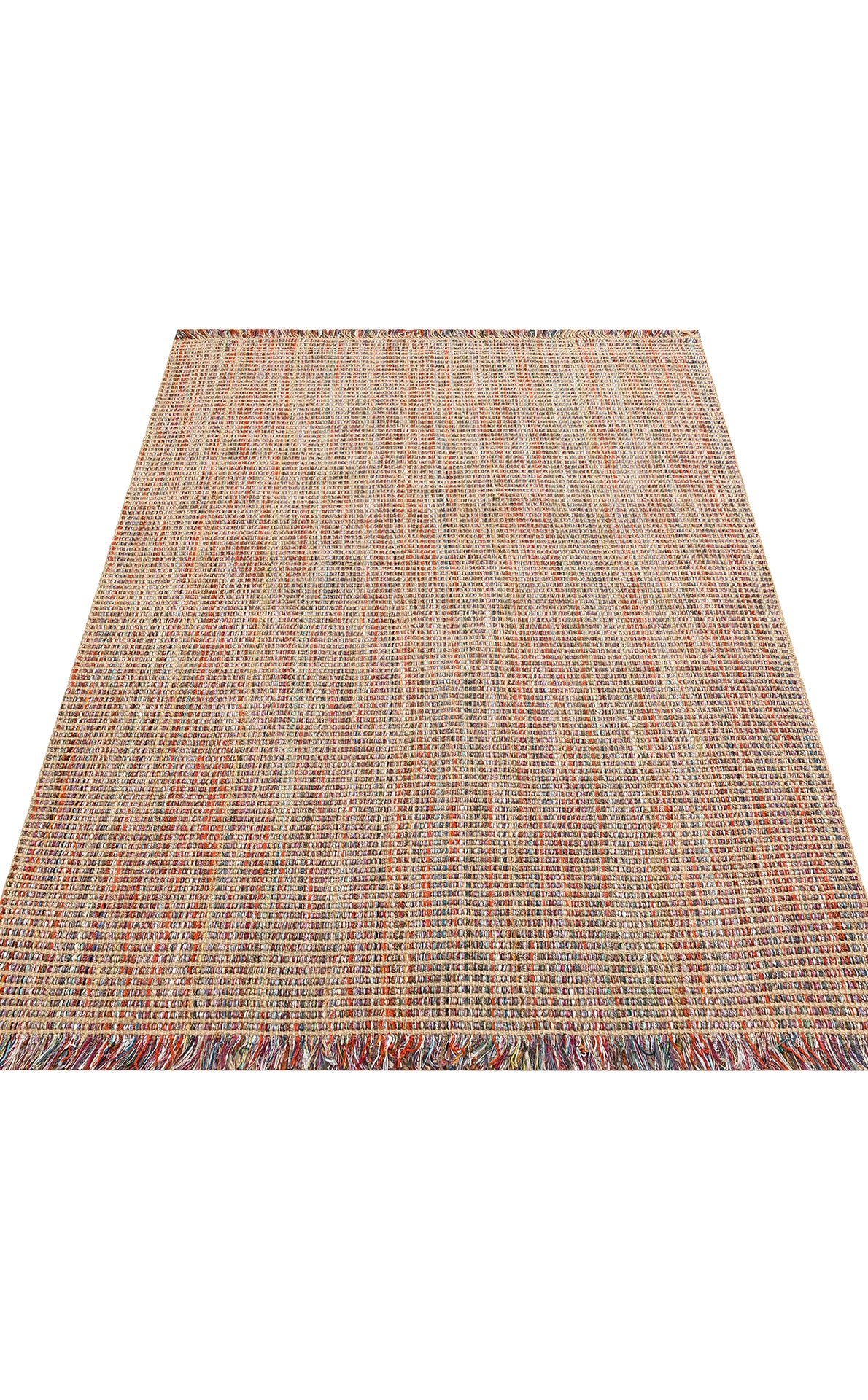 Kovra Bej Çok Renkli Kareli Dama Modern Jüt Kilim – mekânda kullanım