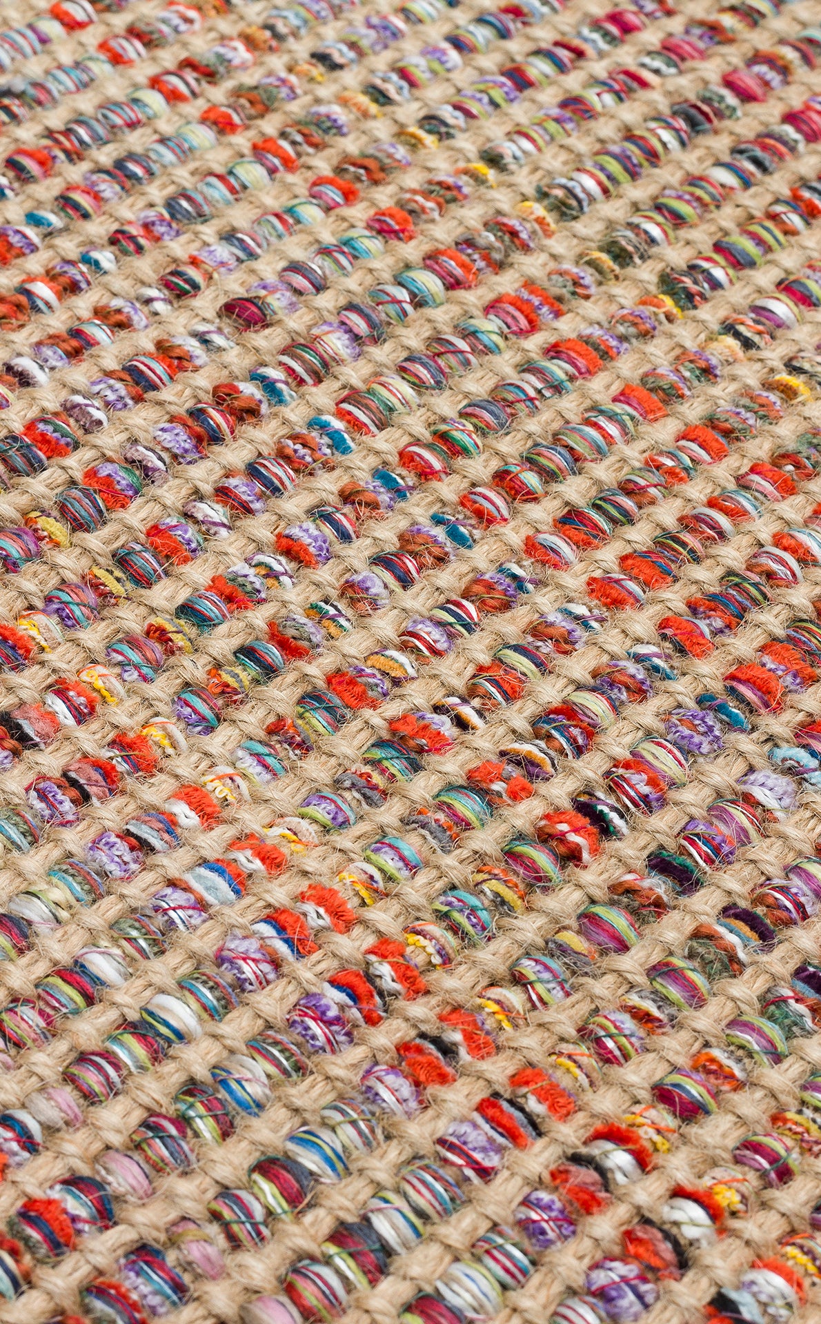 Kovra Bej Çok Renkli Kareli Dama Modern Jüt Kilim – detay görünümü