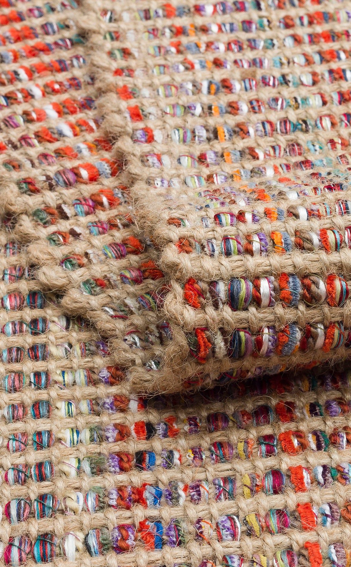 Kovra Bej Çok Renkli Kareli Dama Modern Jüt Kilim – kenar detayı
