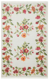 Alfombra Pimbo color crema con flores rojas