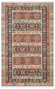 Pimbo Kırmızı Turuncu Etnik Kilim Motifli Halı