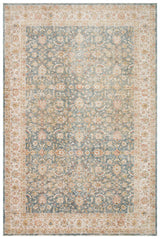 Sonvo Blue Beige Classic Floral Distressed Rug