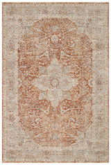 Sonvo Red Beige Medallion Pattern Classic Polyester Rug