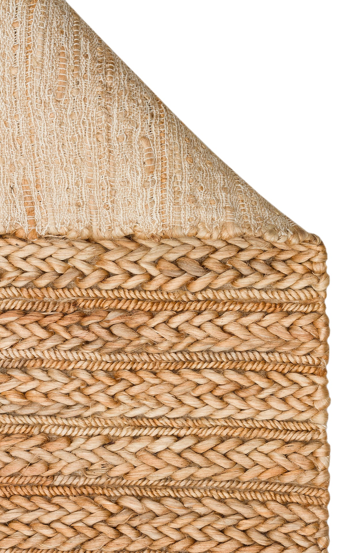 Marvon Naturel Bej Balıksırtı Örgülü Jüt Halı