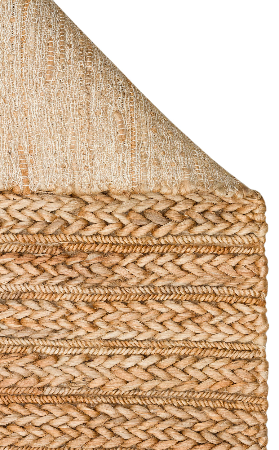 Marvon Naturel Bej Balıksırtı Örgülü Jüt Halı