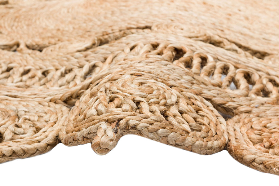 Tandro Naturel Halkalı Ajurlu Oval Jüt Halı