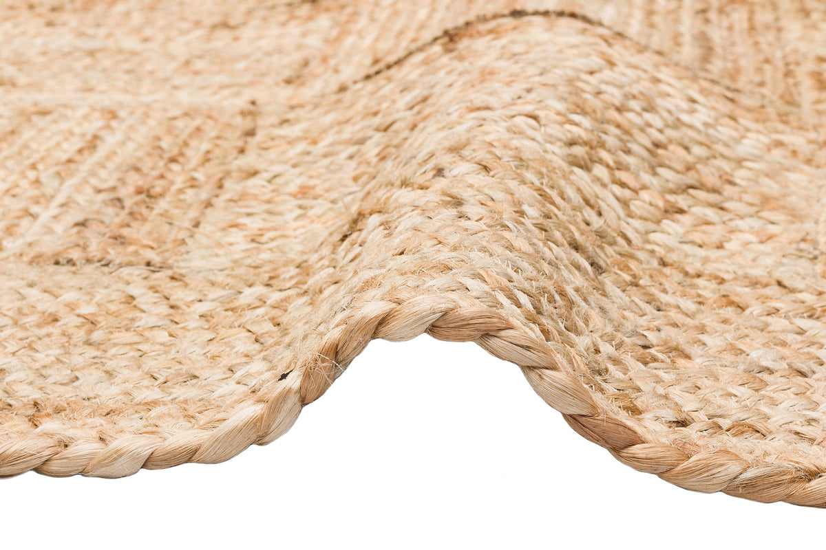 Kelvio Naturel Kareli Örgü Bloklu Jüt Halı