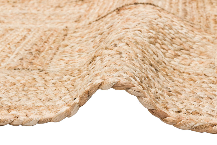 Kelvio Naturel Kareli Örgü Bloklu Jüt Halı