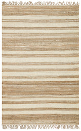 Kelvio Natural Jute Rug with Cream Stripes