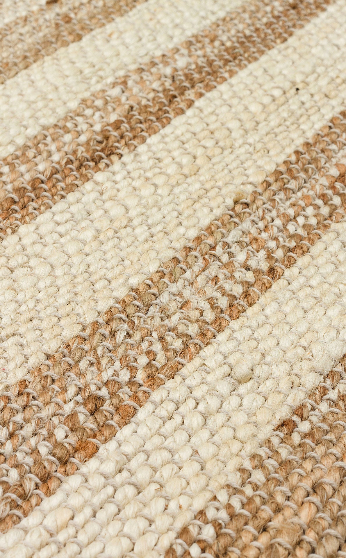 Kelvio Naturel Krem Çizgili Jüt Halı