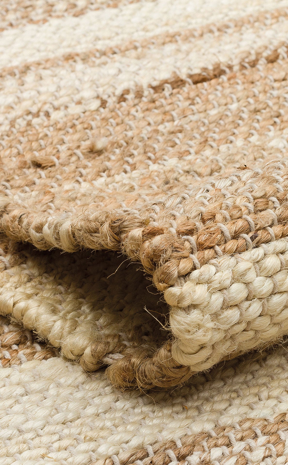 Kelvio Naturel Krem Çizgili Jüt Halı