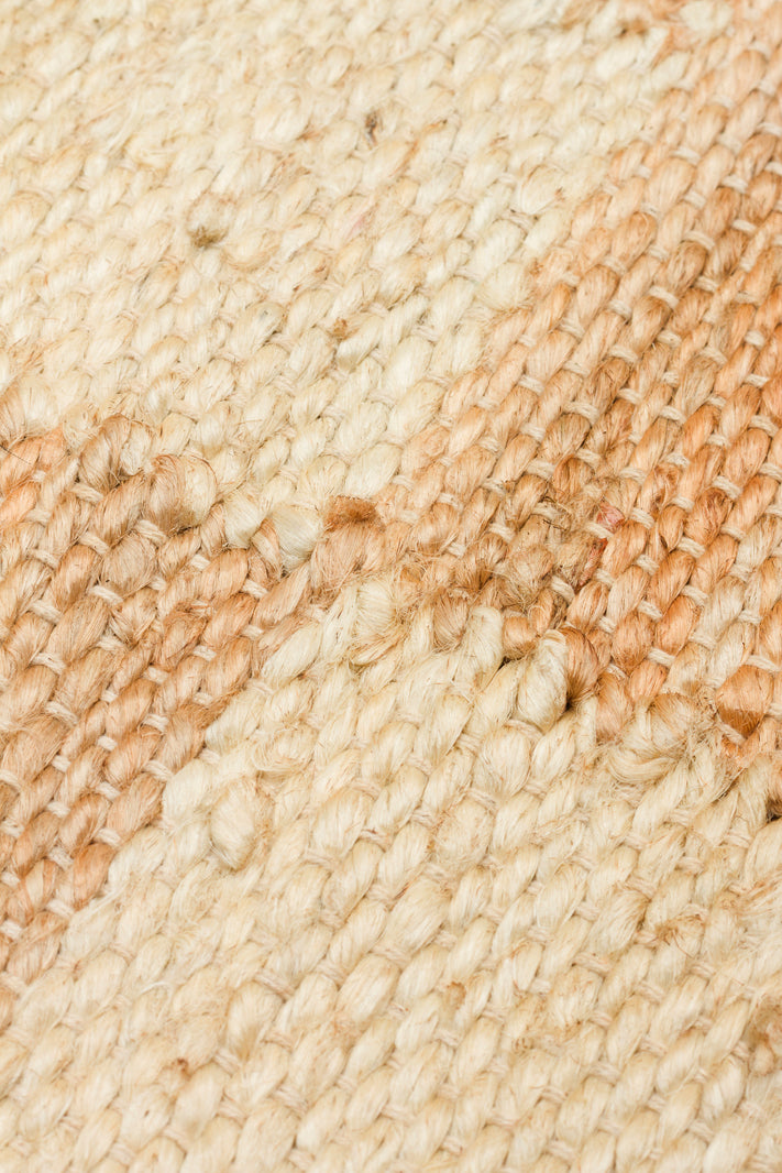 Kelvio Naturel Krem Damalı Bordürlü Jüt Halı