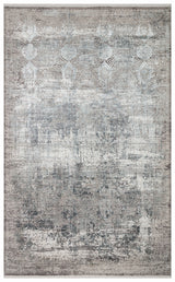 Kovni Gray Blue Distressed Classic Pattern Machine-Made Rug