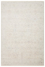 Misore Ecru Medallion Pattern Classic Distressed Machine-Made Rug