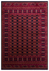 Zivra Navy Burgundy Classic Geometric Viscose Rug