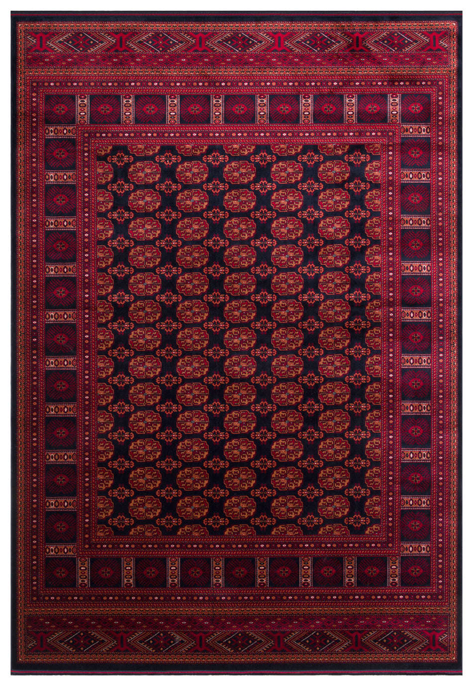 Zivra Lacivert Bordo Klasik Geometrik Viskon Halı